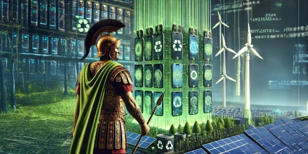 Römischer Legionär, recycelte Smartphones, grüne Energie