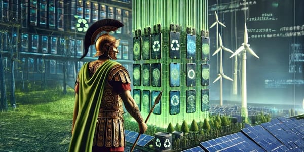 Römischer Legionär, recycelte Smartphones, grüne Energie